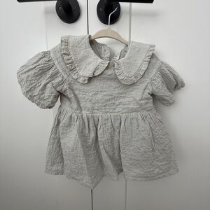 HM Light Gray Ruffled Collar Baby Dress Top